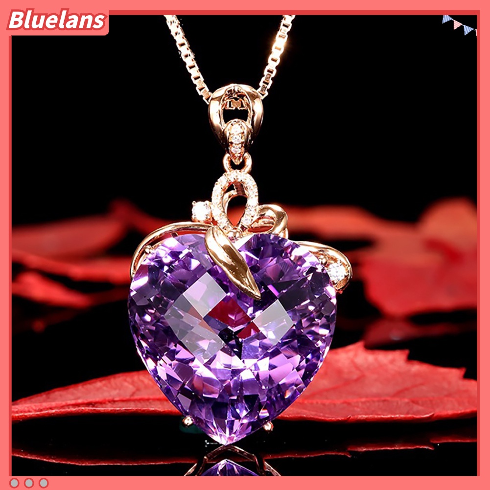 Bluelans Women Luxury Heart Shape Rhinestone Pendant Necklace Jewelry Charm Gift