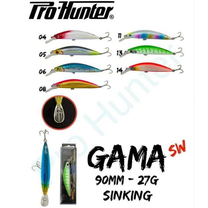 MINNOW PRO HUNTER GAMA 90MM 27GRAM SINKING UMPAN PANCING UMPAN CASTING