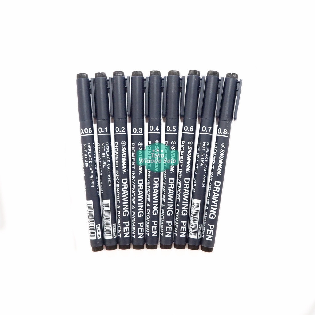 

1 BUAH Pulpen Snowman Drawing Pen (0,05 - 0,8) Hitam Ballpoint FT700 Black