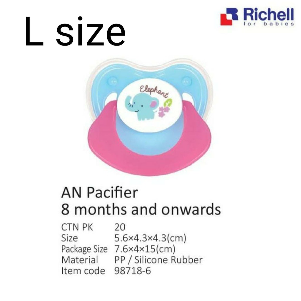 Richell Pacifier Empeng Bayi 8M+ Size L