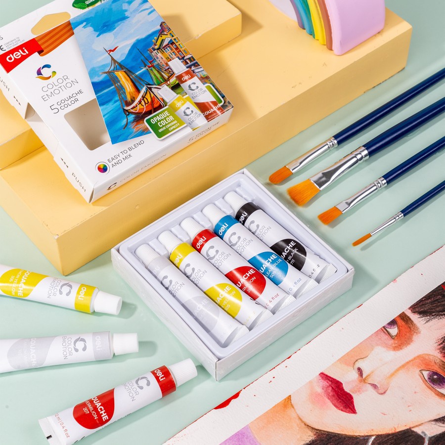 

Deli Gouache / Cat Guas / Cat Air Buram 5/12/24 Warna, Kemasan Kotak 12ml EC11-5 EC11-12 EC11-24