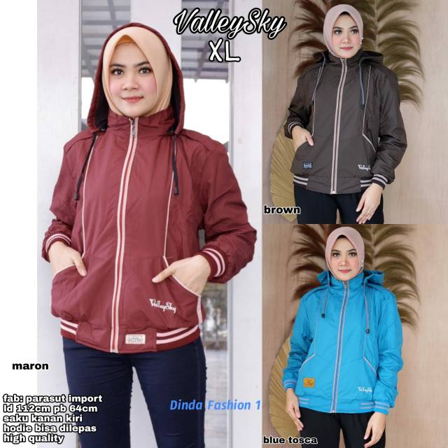 Valley sky jaket parasut fit xl ld 112 dan xxl ld 120 terlaris by dinda