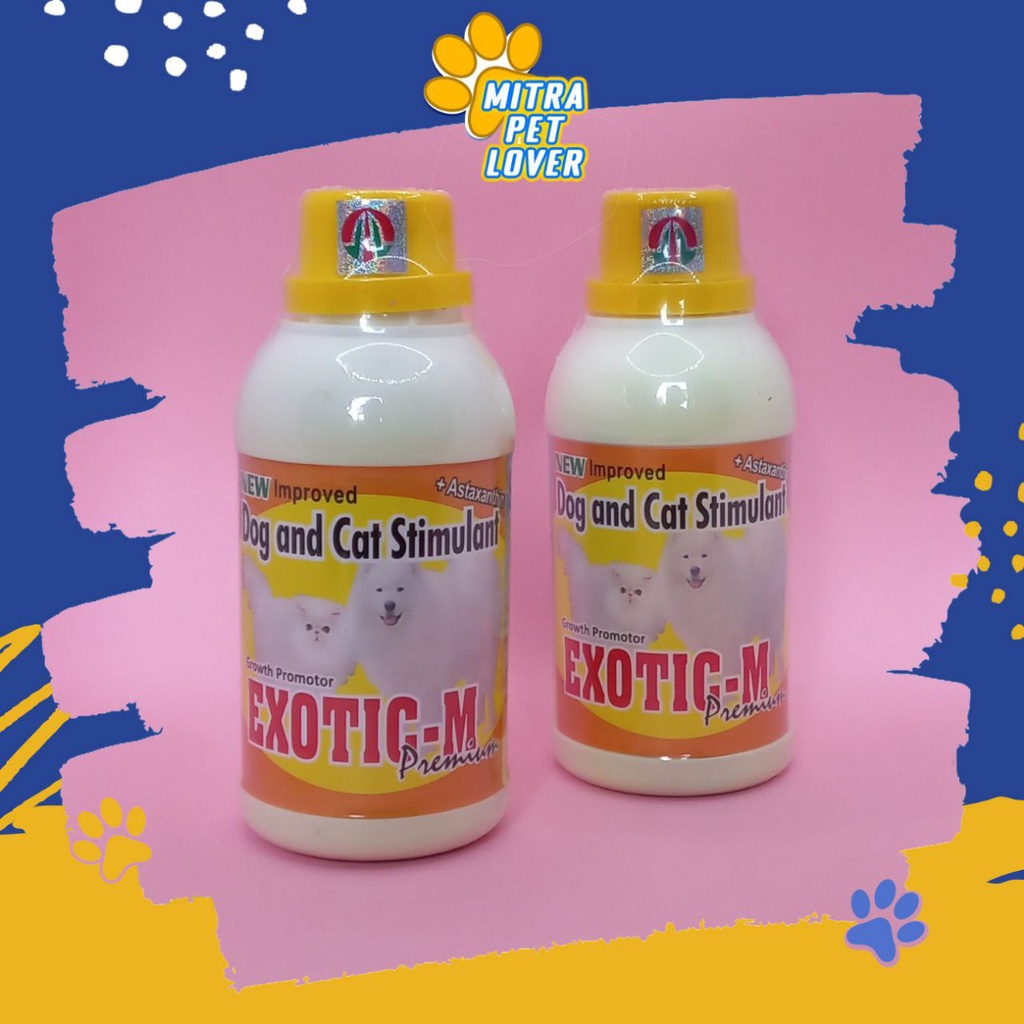 SUPLEMEN PERTUMBUHAN ANJING - EXOTIC M DOG 250 ML ORIGINAL - MULTIVITAMIN LENGKAP PERTUMBUHAN IMUN PUPPY DOGGIE AMAN GEMUK PET ANIMAL HEALTHCARE AND VETERINARY TAMASINDO OBAT KESEHATAN DAN VITAMIN NAFSU MAKAN TERNAK HEWAN BINATANG PELIHARAAN MITRAPETLOVER