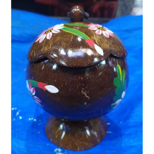 TOPLES BATOK KELAPA MOTIF BUNGA TANPA PENYANGGA - TOPLES CAMILAN KUE DAN PERMEN