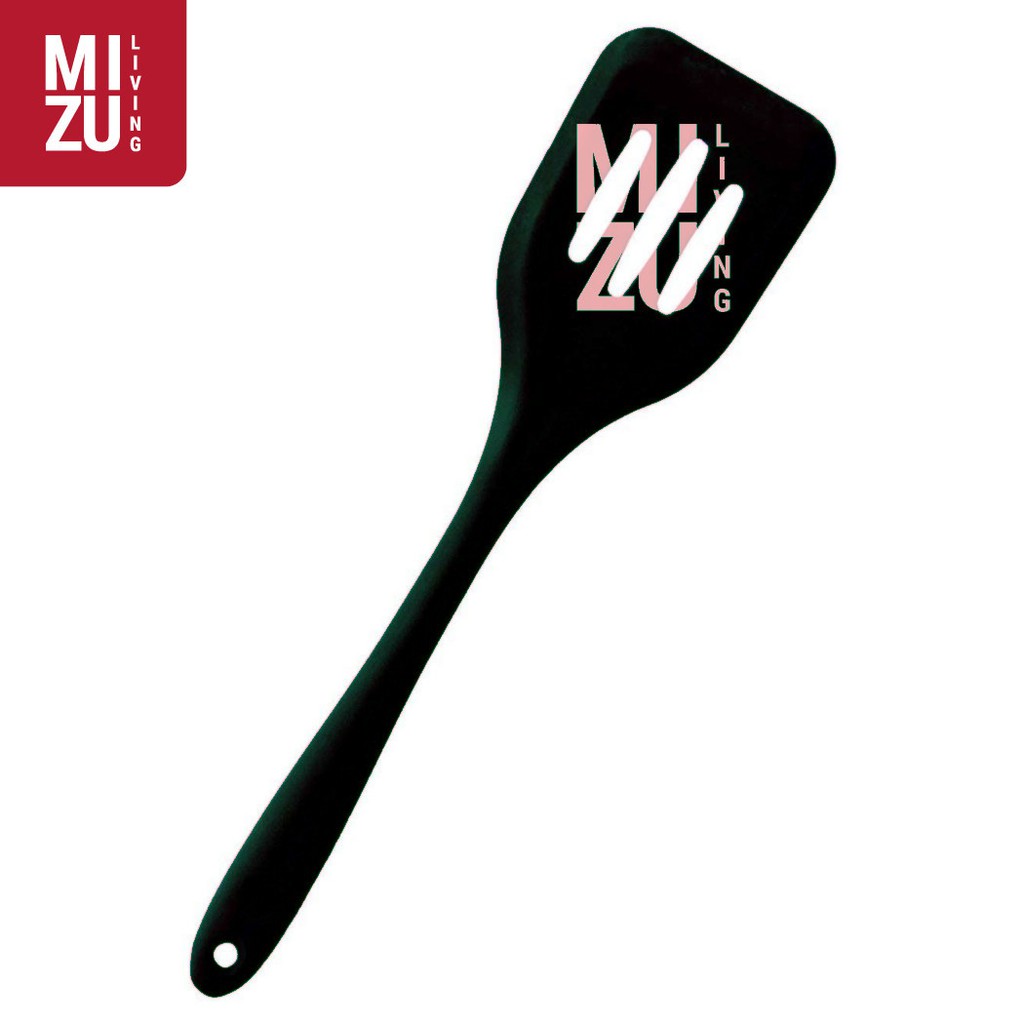 FULSILI Silicone Spatula Kitchen Sutil Silikon Anti-Lengket BPA-Free-BLACK SLOTTED SPATUL