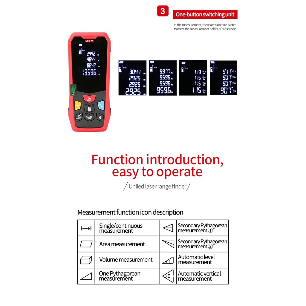 UNI-T LM40 - Laser Distance Meter 40M - Pengukur Laser Jarak Jauh 40M