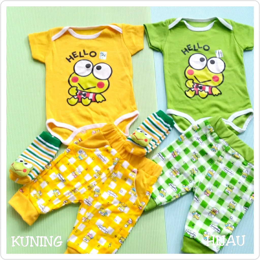 JUMPER BAYI NEWBORN 0-6 BULAN MOTIF KEROPPI | JUMPER SET BAYI LAKI-LAKI | JUMPSUIT BAYI BARU LAHIR