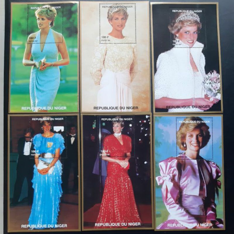 

Perangko prangko Lady Diana Rep Du Niger 6 buah souvenir sheet