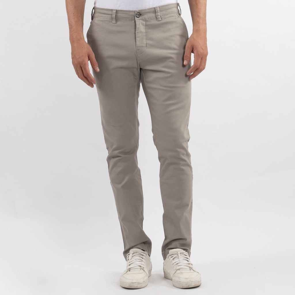  Edwin  Celana  Chinos Pria Osaka Slim Fit Stretch Light Grey 