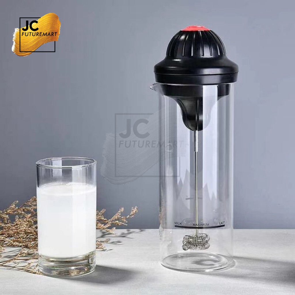 MILK FROTHER WIRELESS WITH GLASS JUG PEMBUIH SUSU DOUBLE SPRING WHISK