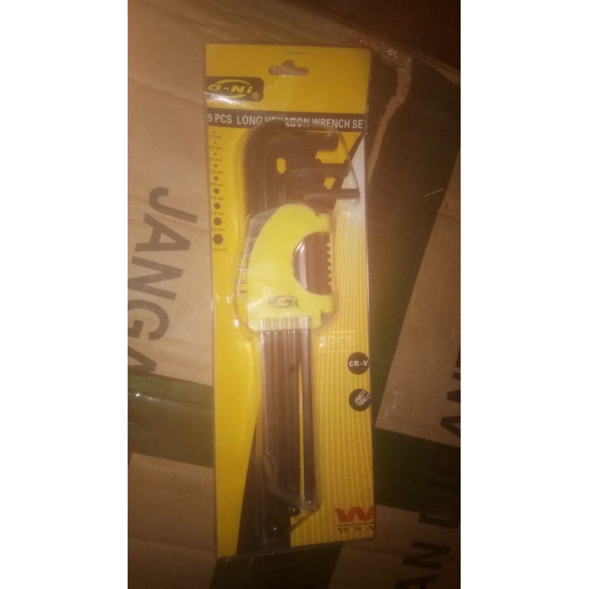 KUNCI L 9 PCS PENTOL PANJANG ONI / KUNCI L SET HITAM MERK ONI ORIGINAL