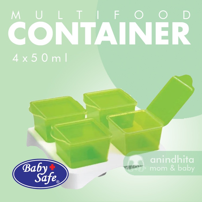 Babysafe Multifood Container 4x50ml + 1 Tray Baby Cubes Freezer Cup MPASI