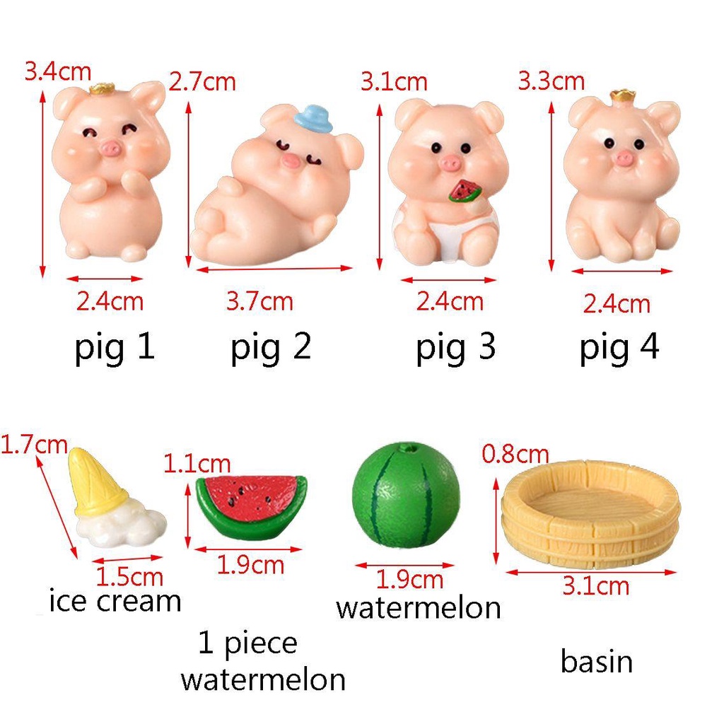 【 ELEGANT 】 Patung Babi Postur Lucu Menggemaskan DIY Dekorasi Desktop Piggy Rumah Boneka Hiasan Kue