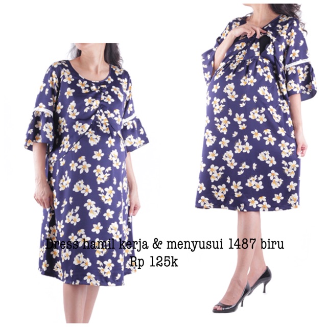 Baju hamil/ dress menyusui 1487 biru