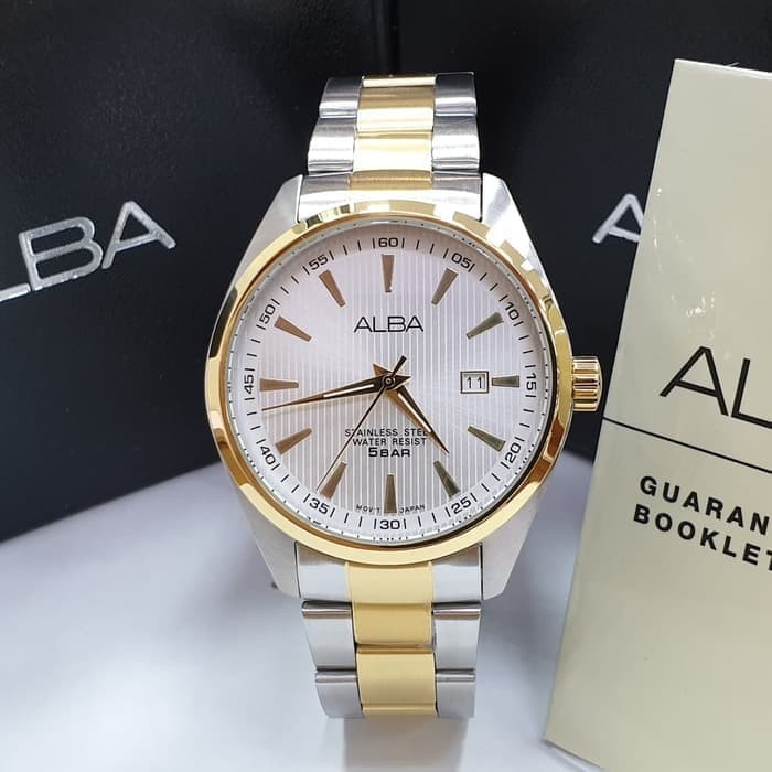 JAM TANGAN PRIA ALBA ORIGINAL AG8390 SILVER GOLD