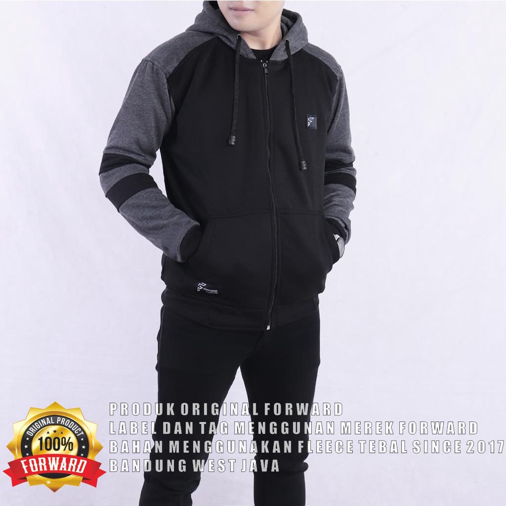 Jaket Sweater Hoodie Resleting Zipper Polos Pria &amp; Wanita Premium Quality Bahan Fleece Tebal Forward System Forwardshop