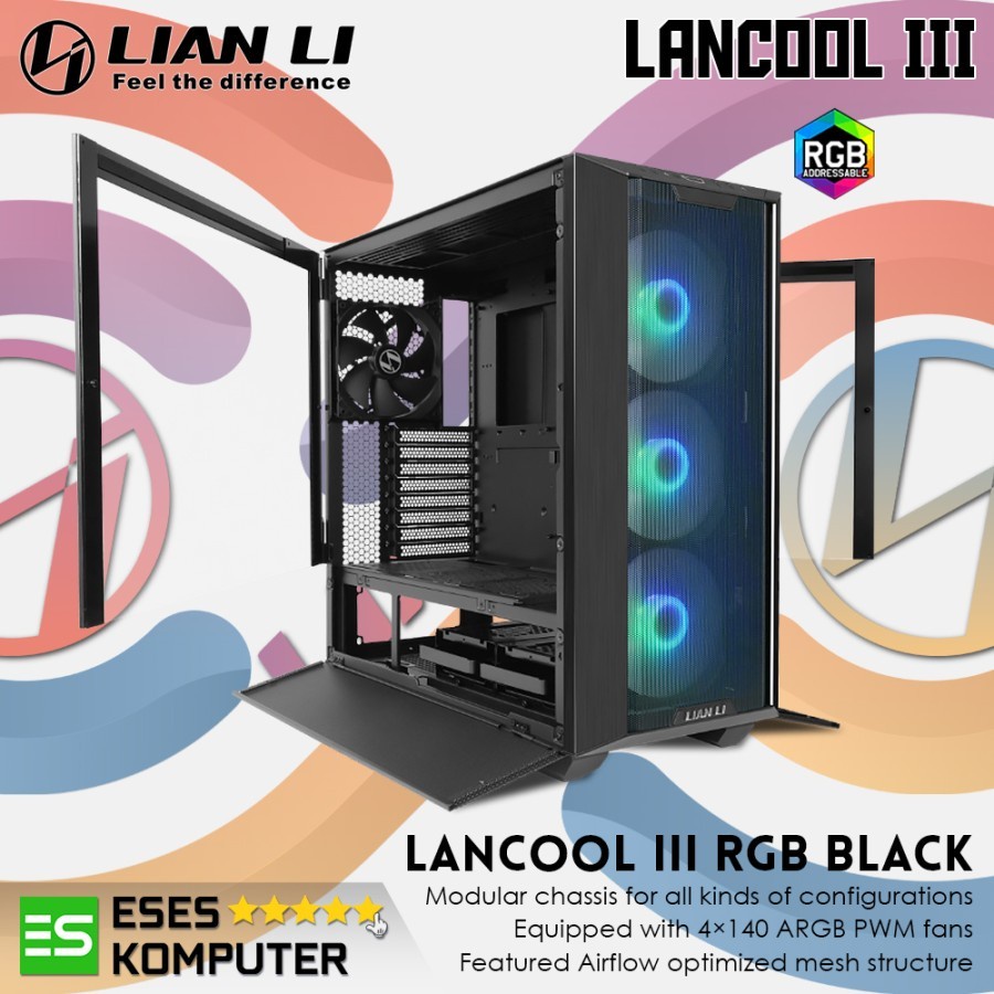 Case LIAN LI LANCOOL III RGB BLACK | ATX | 4X 140MM ARGB FAN | TYPE C