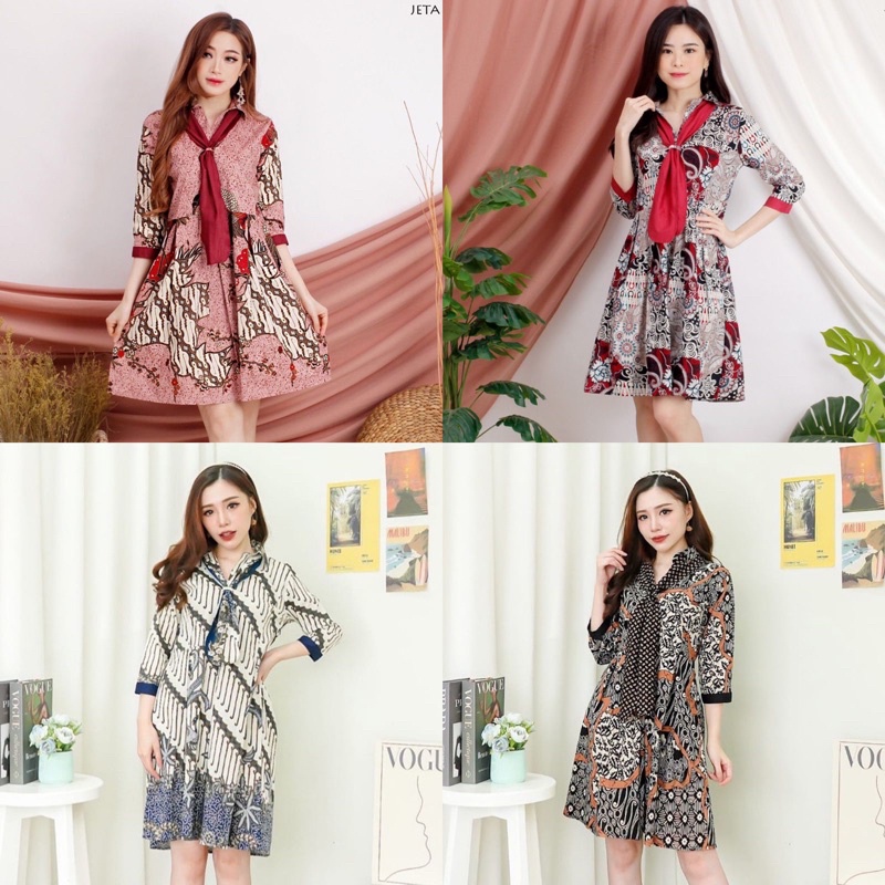 JOLIN DRESS JUMBO - Dress Batik Wanita Terusan Wanita / Dress Wanita Batik Couple / Kebaya Jumbo 200 / 065 AB MIX