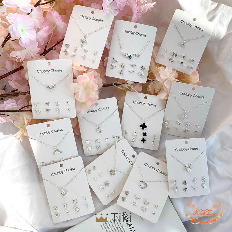 6 Pasang/4 Pasang Anting,Anting Korea,Dan Kalung Wanita,Gaya Korea,Simple Kreatif anting tusuk,​aksesori