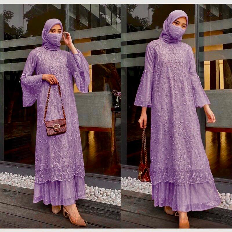 ( New Produk ) Gamis Pesta Cantila / Gamis Brokat Tile Mewah Remaja Terbaru / Gamis Maxi Full Brukat Tile Mutiara / Dress Kondangan / Bridesmaid / Baju Kondangan lebaran / Gamis Pesta