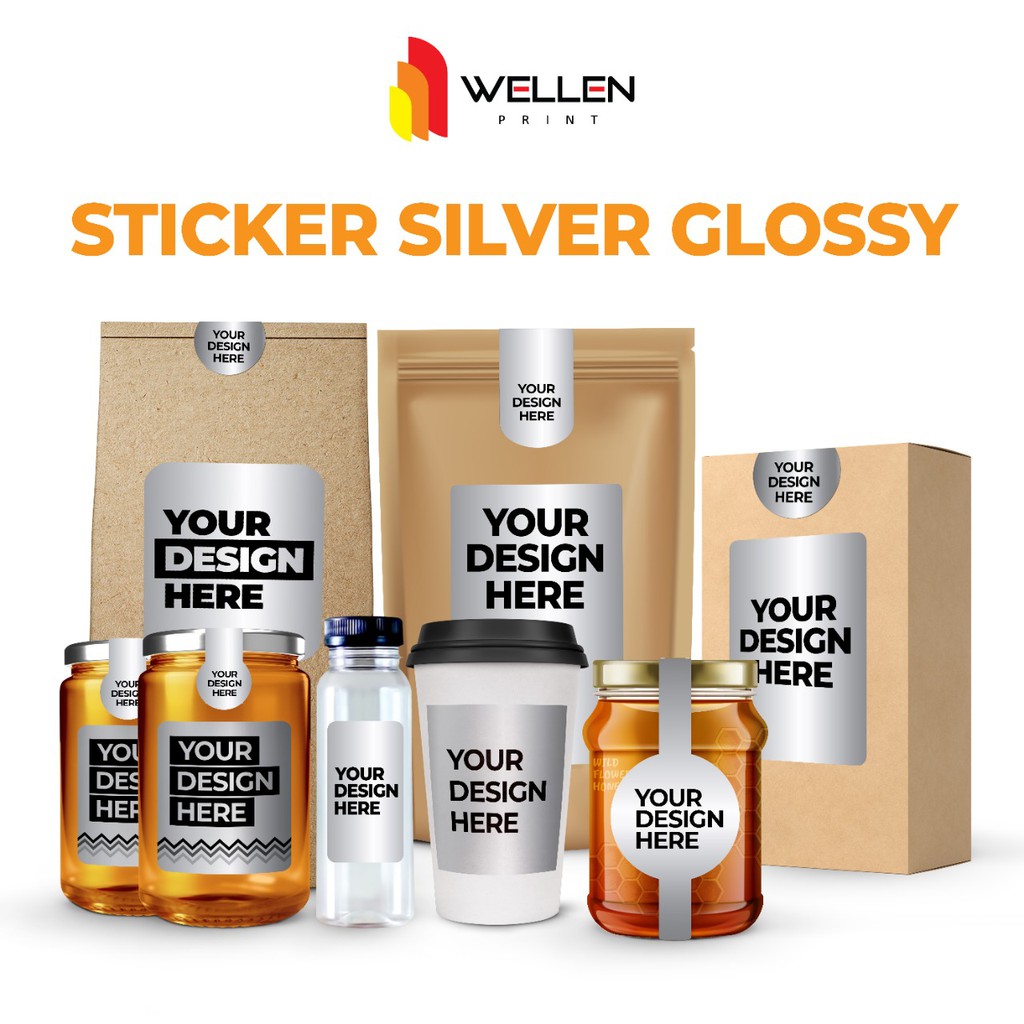 

WELLEN PRINT - Cetak Sticker Label Silver / Stiker Perak / Print Custom Lebel Nama Makanan A3+