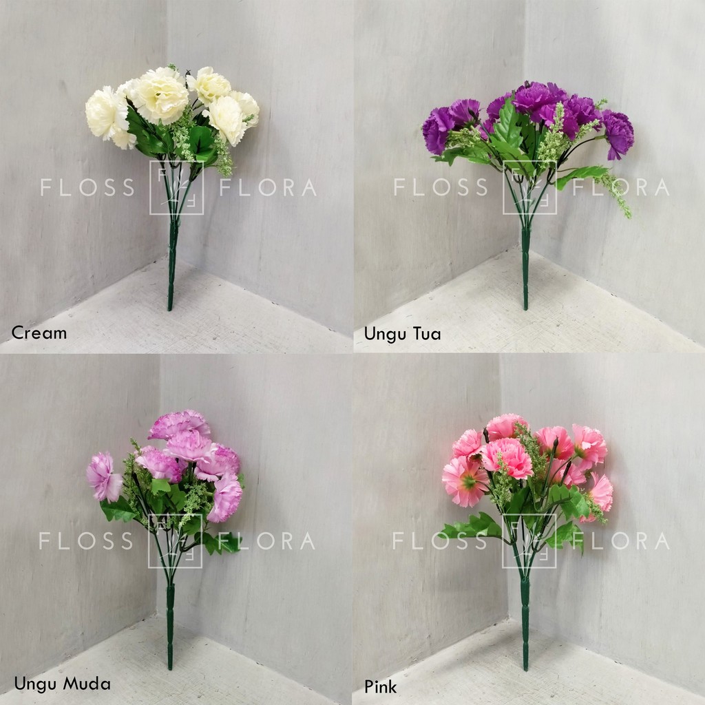 Bunga Artificial / Bunga Palsu / Carnation Kecil x5