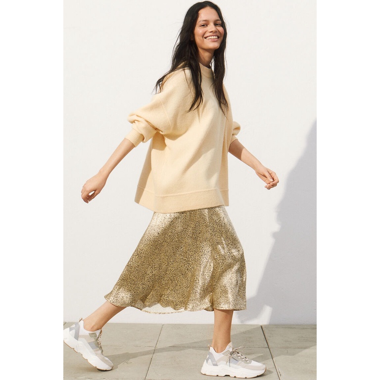 H&M Rok Wanita Calf-Length Skirt Viscose Rayon Casual Patterened Original-3