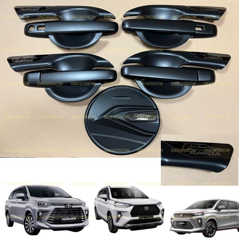 Paket Outer Handle Tank Cover Avanza Xenia Veloz 2022 2023 2024 UP GR SPORT Hitam Chrome