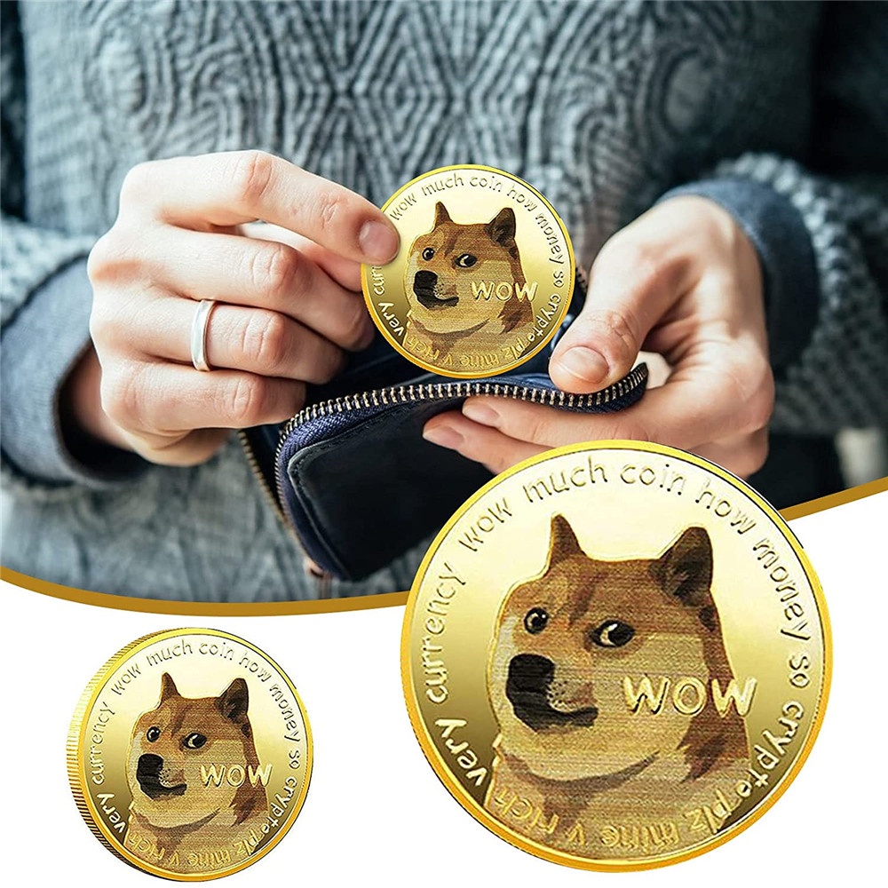 Koin Peringatan Shiba Inu Doge Tiga Dimensi Bahan Logam Lapis Emas Perak