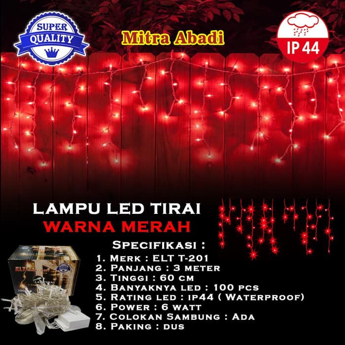 Lampu Natal Tirai LED 100 LED AC 220V