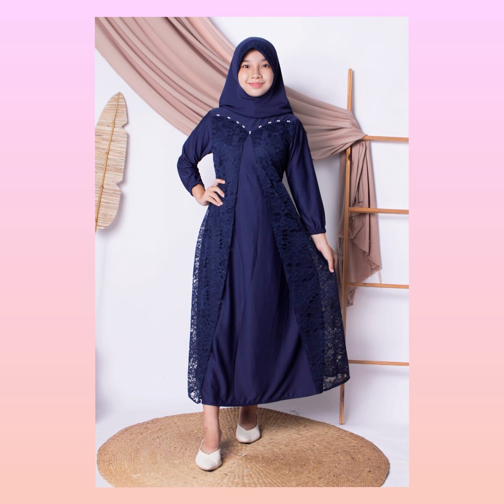 GAMIS MUSLIM ANAK SET HIJAB ,BRUKAT MUTIARA/GOOD QUALITY PREMIUM