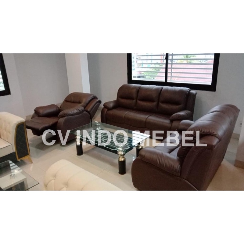 sofa recliner sofa 321 jumbo reclining bahan kulit oscar kursi tamu recliner jumbo ready makassar mu