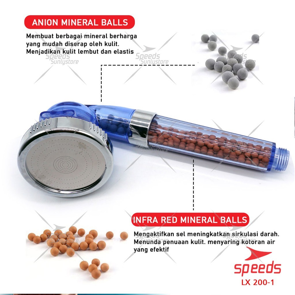 Big sale!! Kepala Shower Head Ion Spa Kristal 3 mode Bonus Selang panjang 1,5 M speeds 200