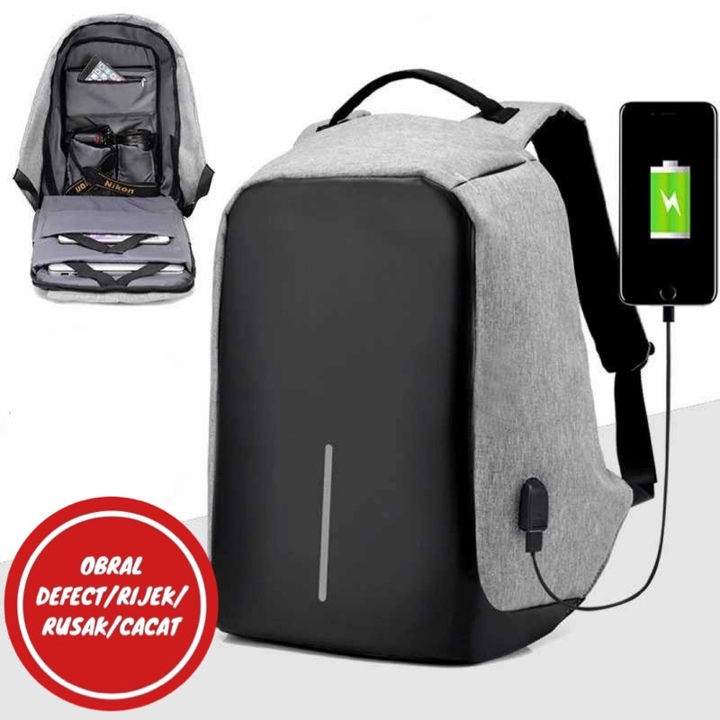 [OBRAL RIJEK] Tas Ransel Laptop Anti Maling dengan USB Charger Port