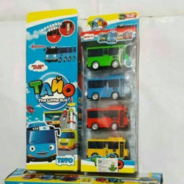 Mainan Bus Tayo Isi 4 Pcs Pintu Bisa Buka