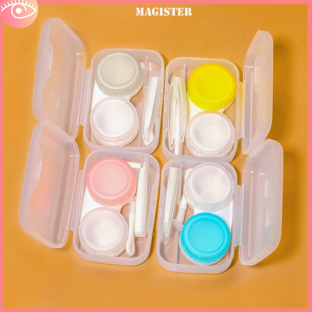 Travel Kit Mini Cute Warna Pastel Kotak Softlens / Tempat Soflens Case Transparant Softlen + Capitan + Tongkat