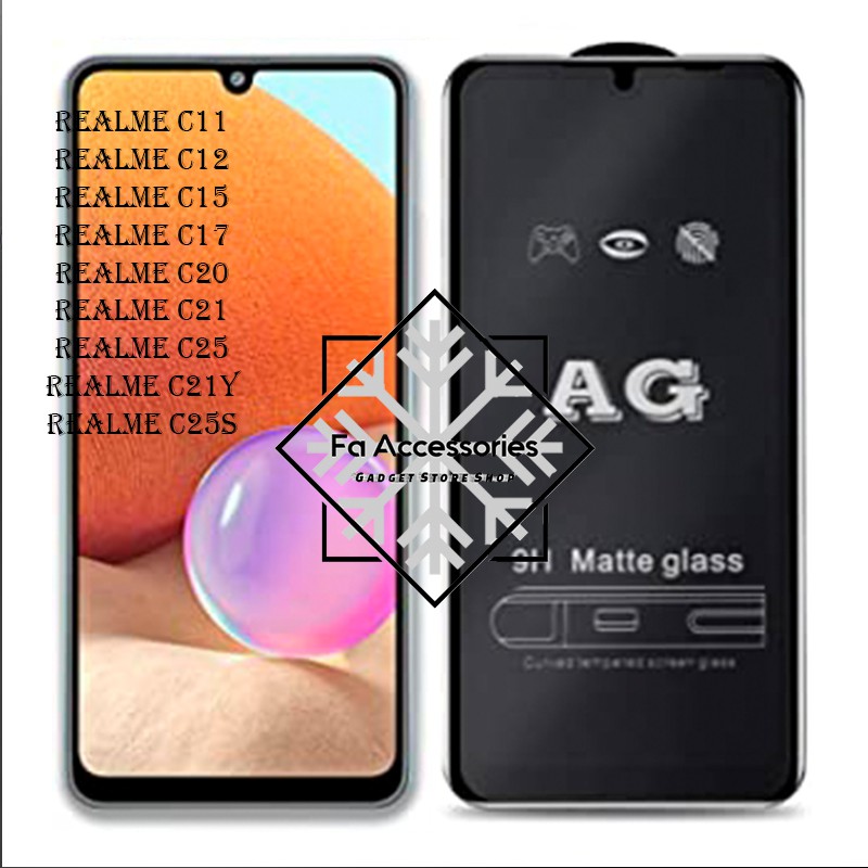 Fa Tempered matte glass Realme C11 c12 c15 c17 C20 C21 C25 C21Y C25S C31 C30 C35 C33 C30S C55 NFC Y S anti glear anti minyak