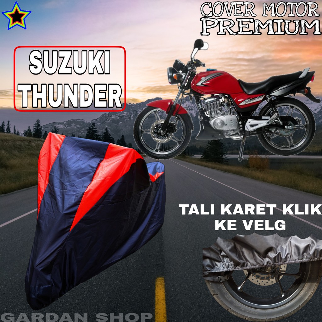 Sarung Motor SUZUKI THUNDER Hitam MERAH Body Cover Penutup Pelindung Motor Thunder PREMIUM