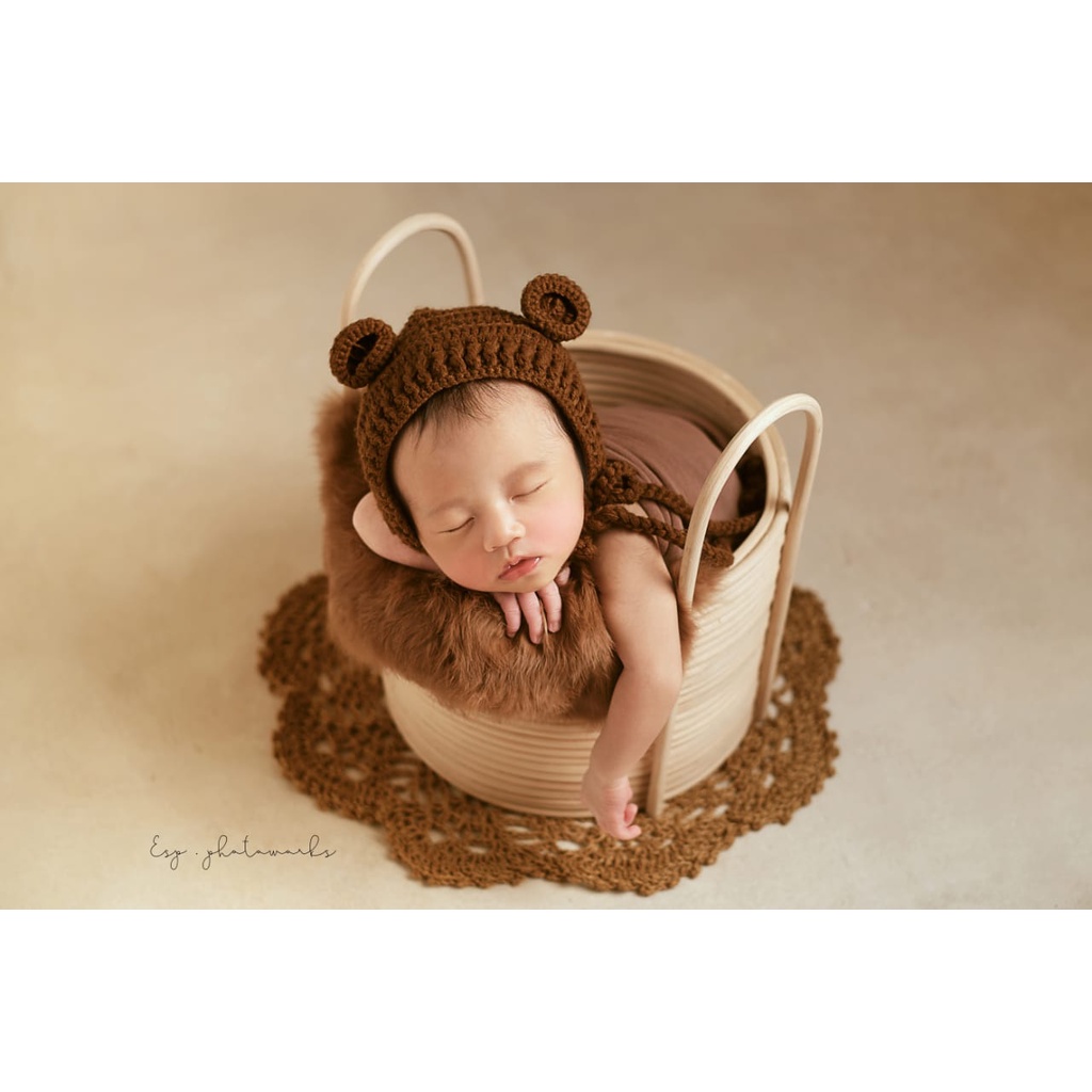 Topi Kupluk Rajut Wol Korea Baby Fashion Import properti foto bayi newborn