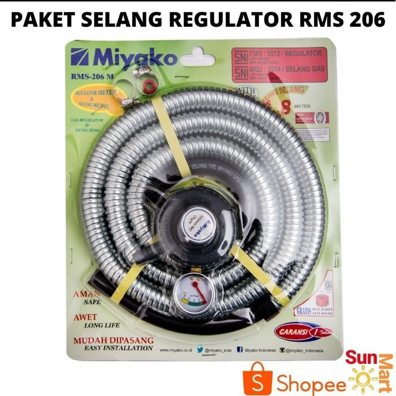 Best seller!! Selang Gas Regulator Kepala Gas Komplit Lengkap Miyako RMS 206 M SNI