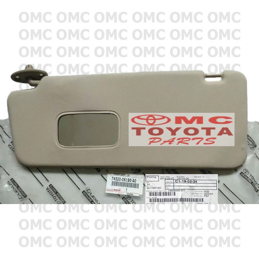 Sun Visor (Protector / Shade) / Tahanan Cahaya Kiri Innova 74320-0K180-A0