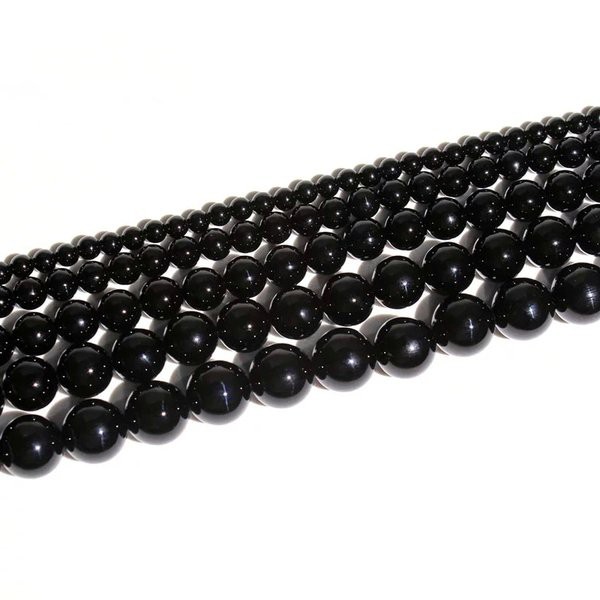 BATU NATURAL BLACK ONYX 8MM - BAHAN GELANG - KALUNG - TASBIH - AKSESORIS BATU ALAM