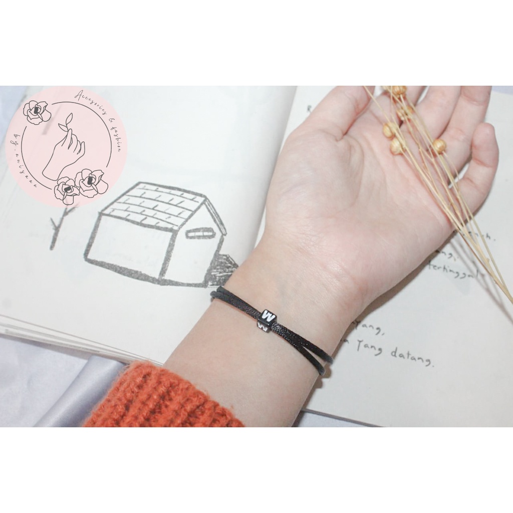 [ part 1 A - P satin ] PROMO gelang satin / gelang tali / gelang insial huruf / gelang huruf /gelang