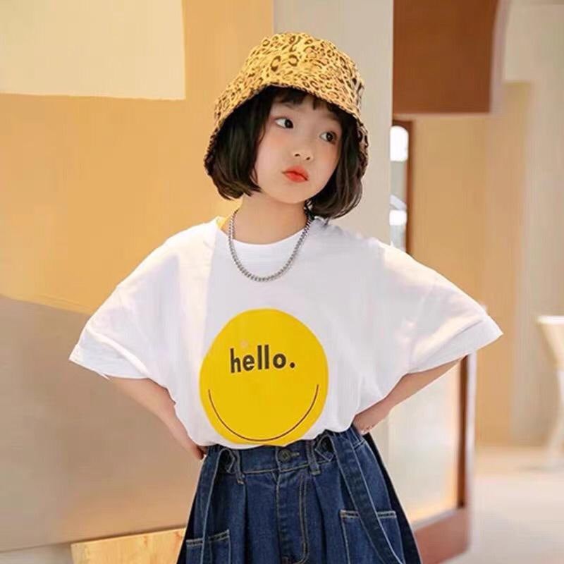 Promo !! Setelan overal anak cewek/ setelan overal hello smile import uk 120 uk 4-5thn (kuning, pink)