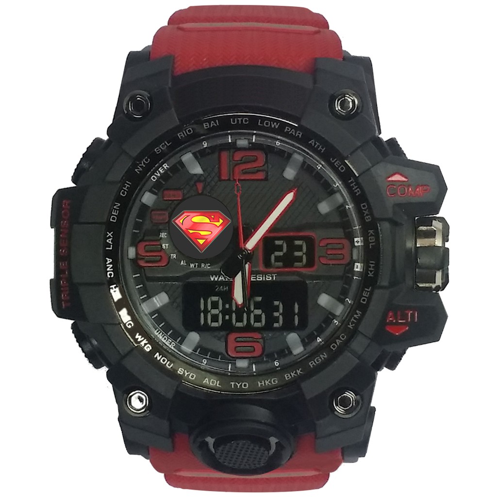 (Istimewa Bossque) Jam SUPERMAN NEW DT Tali Merah Marun (Exclusive)