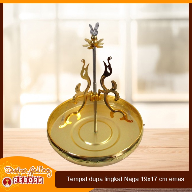 Tempat Dupa Hio Lingkar 24 Jam Kuningan Import Motif Naga 19x17cm