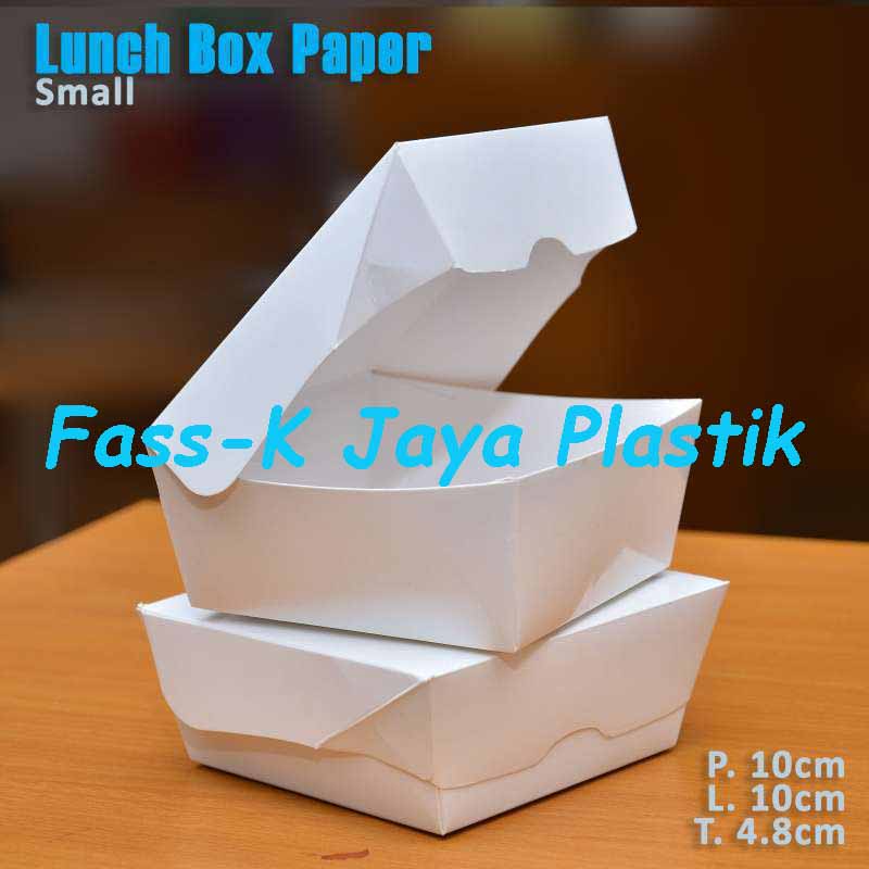 Paper Lunch Box putih S @50pcs | Kemasan Kotak Makanan Kertas | box Dimsum Takoyaki Snack