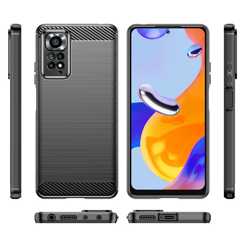 PAKET 3IN1 Case Xiaomi Redmi Note 11 Pro Ipaky Carbon Casing + Tempered Glass Layar Full Cover + Skin Carbon 3D Film