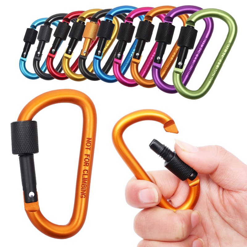 Gantungan Kunci Carabiner Bentuk D Bahan Aluminum Alloy Warna-Warni Untuk Tas Ransel / Botol / Tenda / Outdoor