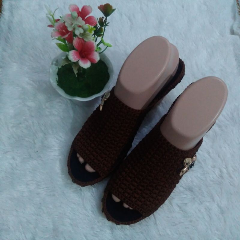 Selop heels rajut/selop handmade/diy
